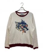 WEIRDOウィアード）の古着「SWEATER WOLF BAIT」｜アイボリー×ボルドー