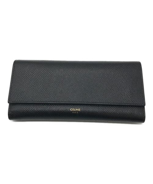 CELINE（セリーヌ）CELINE (セリーヌ) Large Flap Wallet ブラックの古着・服飾アイテム