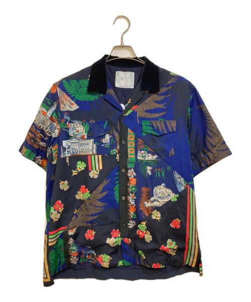 sacai（サカイ）sacai (サカイ) ARCHIVE PRINT MIX SHIRT ネイビー サイズ:2の古着・服飾アイテム