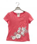 Christian Diorクリスチャン ディオール）の古着「フラワー刺繍Tシャツ」｜ピンク