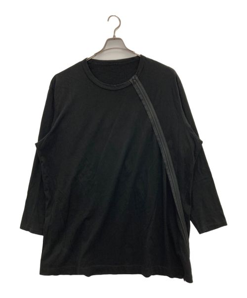 GROUND Y（グラウンドワイ）GROUND Y (グラウンドワイ) COTTON JERSEY ZIPPER DETAIL LONG SLEEVE T-SHIRT ブラック サイズ:3の古着・服飾アイテム