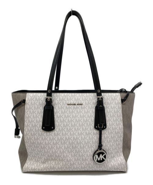 MICHAEL KORS（マイケルコース）MICHAEL KORS (マイケルコース) モノグラムトートバッグ ホワイト×グレーの古着・服飾アイテム