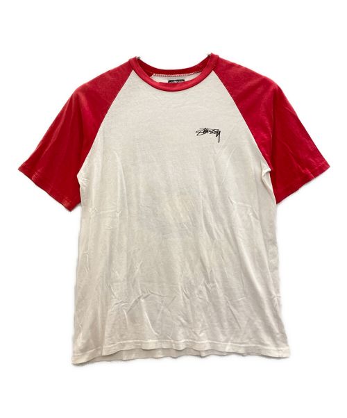 stussy（ステューシー）stussy (ステューシー) 00's USA製ラグランTシャツ レッド×ホワイト サイズ:Mの古着・服飾アイテム