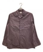 STEVEN ALANスティーブンアラン）の古着「MINI TARTAN CHECK OPEN COLLAR SHIRT」｜レッド×ネイビー