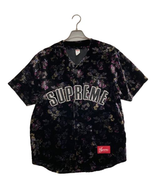 SUPREME（シュプリーム）Supreme (シュプリーム) Floral Velour Baseball Jersey ブラック サイズ:Mの古着・服飾アイテム