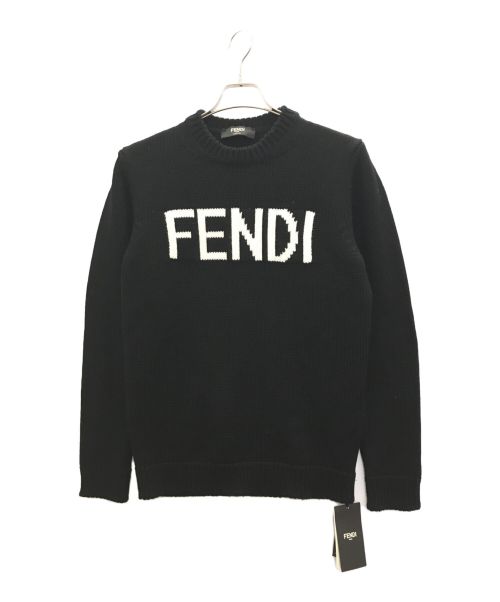 FENDI（フェンディ）FENDI (フェンディ) クルーネックロゴニット ブラック サイズ:Ⅿの古着・服飾アイテム