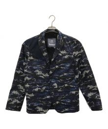 Barbour×WHITE MOUNTAINEERING（バブアー×ホワイトマウンテ二アニング）の古着「WAVE PRINT LAPEL JACKET」｜ネイビー