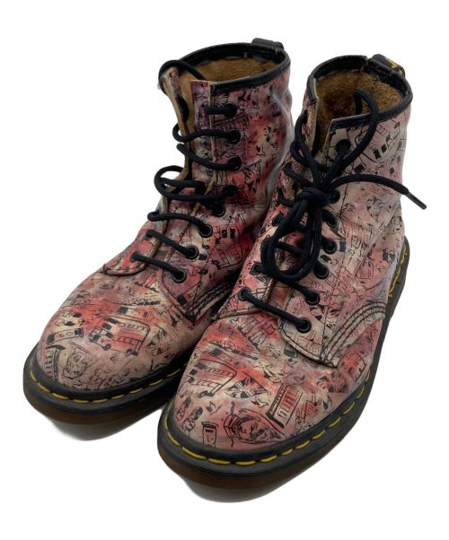 Dr.Martens（ドクターマーチン）Dr.Martens (ドクターマーチン) ロンドンアイコンプリント 8ホールブーツ ピンク サイズ:サイズ表記なしの古着・服飾アイテム