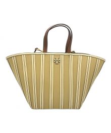 TORY BURCH（トリーバーチ）の古着「Mcgraw Canvas Panel Carryall Tote トートバッグ」｜イエロー×ベージュ