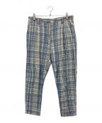 Porter Classicポータークラシック）の古着「HAND WORK LA MER CHECK PANTS」｜スカイブルー