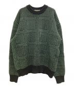 AURALEEオーラリー）の古着「HARD TWISTMERINO JACQUARD KNIT BIG P/O」｜ブラック×グリーン