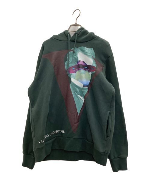 UNDERCOVER（アンダーカバー）UNDERCOVER (アンダーカバー) VALENTINO (ヴァレンティノ) UFO V FACE PRINT HOODIE グリーン サイズ:2の古着・服飾アイテム