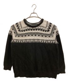 WHITE MOUNTAINEERING（ホワイトマウンテ二アニング）の古着「NORDIC PATTERN CREWNECK KNIT」｜ブラック