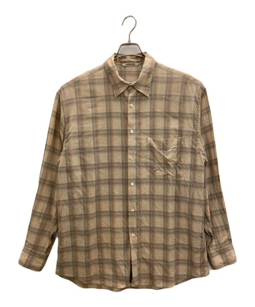 AURALEE（オーラリー）AURALEE (オーラリー) SUPER LIGHT WOOL CHECK SHIRTS ブラウン サイズ:5の古着・服飾アイテム