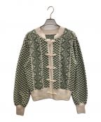 Ameriアメリ）の古着「UND HERRINGBONJACQUARD KNIT CARDIGAN」｜グリーン