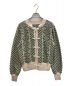 AMERI（アメリ）の古着「UND HERRINGBONJACQUARD KNIT CARDIGAN」｜グリーン