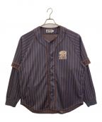 A BATHING APEアベイシングエイプ）の古着「Stripe Layered LS Baseball Shirt」｜パープル