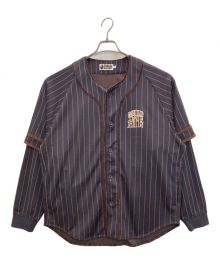 A BATHING APE（アベイシングエイプ）の古着「Stripe Layered LS Baseball Shirt」｜パープル