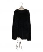 Y'sワイズ）の古着「LACE-UP SHAGGY KNIT PULLOVER」｜ブラック