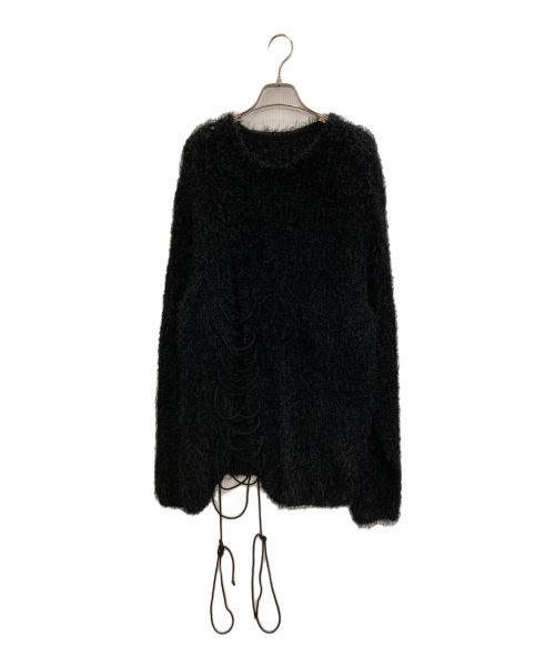 Y's（ワイズ）Y's (ワイズ) LACE-UP SHAGGY KNIT PULLOVER ブラック サイズ:2の古着・服飾アイテム