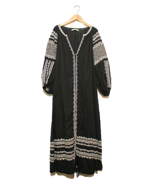 中古 古着通販 Ne Quittez Pas ヌキテパ 刺繍ブラウスワンピース ブラック ホワイト サイズ 表記なし Embroidery Metal Long Dress 17n W558 ブランド 古着通販 トレファク公式 Trefac Fashion