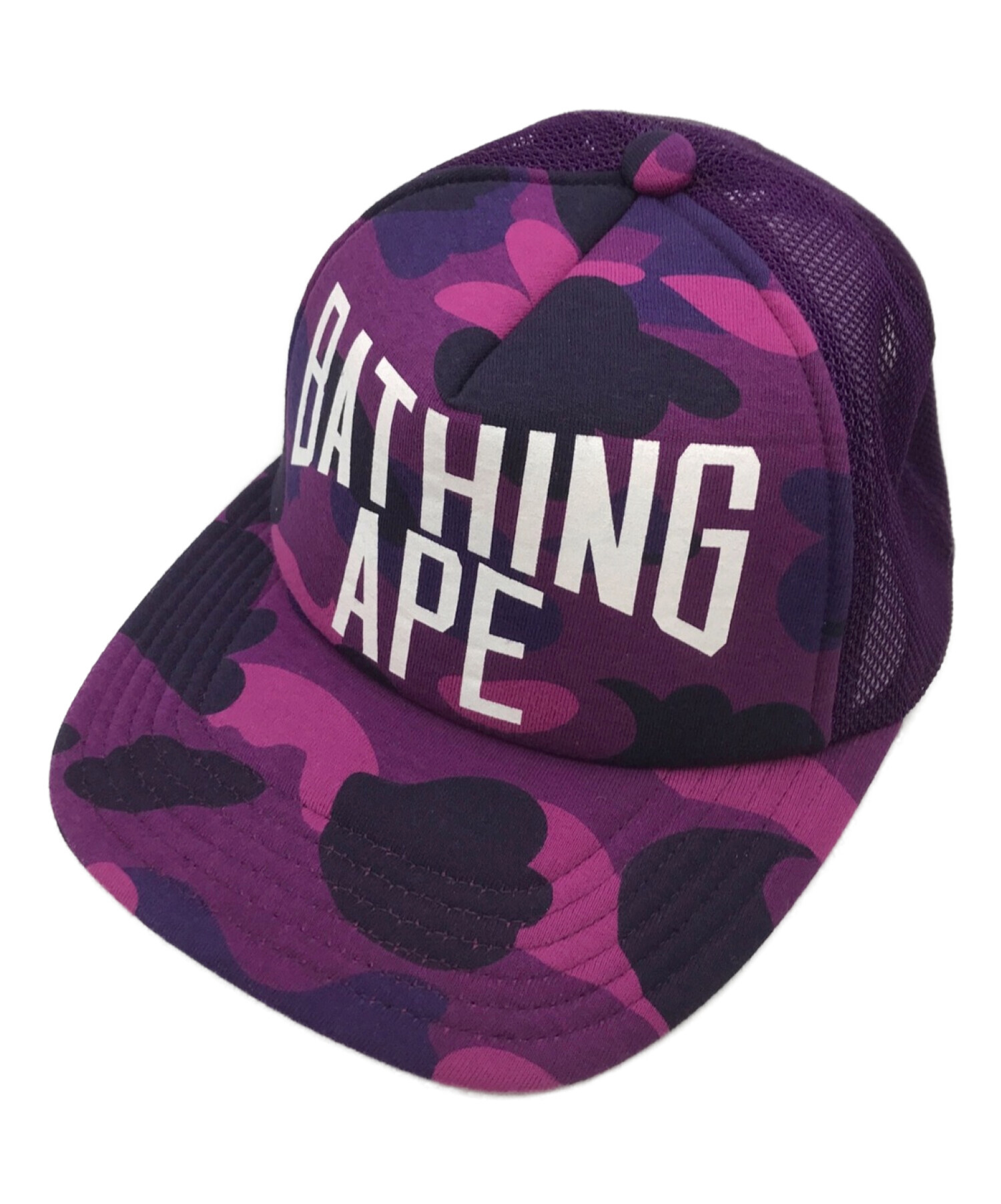 大人女性の A BATHING APE パープルカモ メッシュキャップ キャップ