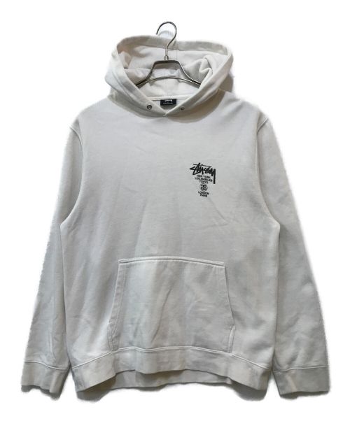 stussy（ステューシー）stussy (ステューシー) WORLD TOURWORLD TOUR HOODIE スウェット パーカー ホワイト サイズ:Lの古着・服飾アイテム