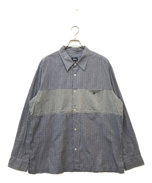 stussy（ステューシー）stussy (ステューシー) バイカラーシャツ ブルー サイズ:XLの古着・服飾アイテム