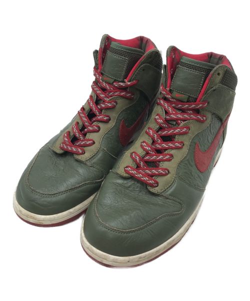 NIKE（ナイキ）NIKE (ナイキ) stussy (ステューシー) DUNK HIGH レッド×カーキ サイズ:US9.5の古着・服飾アイテム