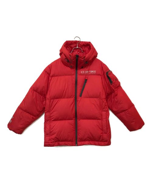 AVIREX（アヴィレックス）AVIREX (アヴィレックス) HOODED CUSTOM DOWN JACKET レッド サイズ:Fの古着・服飾アイテム