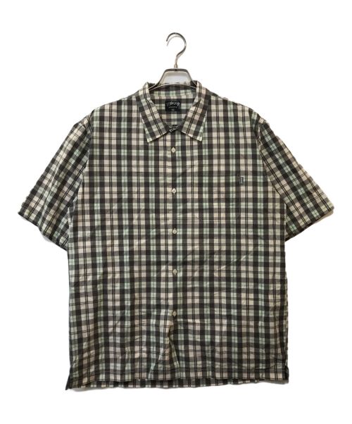 stussy（ステューシー）stussy (ステューシー) 半袖チェックシャツ ブラウン サイズ:XLの古着・服飾アイテム