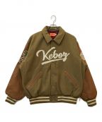 KEBOZケボズ）の古着「MELTON & LEATHER VARSITY JACKET」｜ベージュ