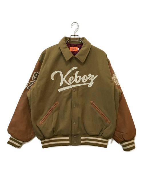 KEBOZ（ケボズ）KEBOZ (ケボズ) MELTON & LEATHER VARSITY JACKET ベージュ サイズ:Lの古着・服飾アイテム