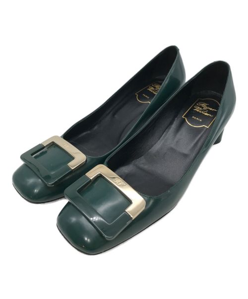 Roger Vivier（ロジェ ヴィヴィエ）Roger Vivier (ロジェ ヴィヴィエ) スクエアトゥーパンプス グリーン サイズ:38　1/2の古着・服飾アイテム