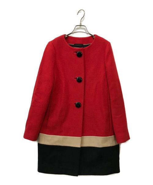 Kate Spade（ケイトスペード）Kate Spade (ケイトスペード) ノーカラーコート レッド サイズ:2の古着・服飾アイテム