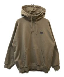 KEBOZ（ケボズ）の古着「BB SMALL WAPPEN SWEAT HALF ZIP HOODIE」｜ベージュ