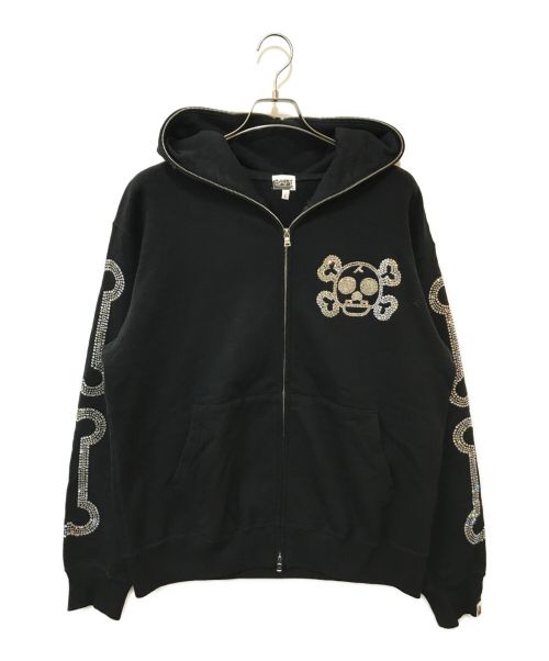 BAPE BY A BATHING APE（ベイプバイアベイシングエイプ）BAPE BY A BATHING APE (ベイプバイアベイシングエイプ) スパンコールジップパーカー ブラック サイズ:Lの古着・服飾アイテム