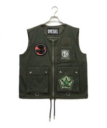 DIESEL（ディーゼル）の古着「キルティングパッチワークベスト」｜カーキ