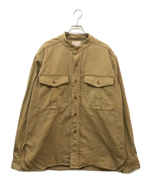 BONCOURA（ボンクラ）BONCOURA (ボンクラ) イングリッシュツイル CPO バンドカラー長袖シャツ ベージュ サイズ:40の古着・服飾アイテム