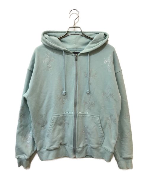 unknown（アンノーン）unknown (アンノウン) Cross Rhinestone Zip Up Hoodie スカイブルー サイズ:Sの古着・服飾アイテム