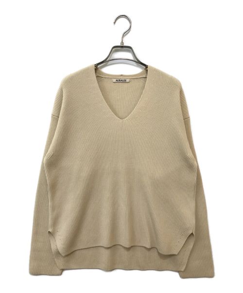 AURALEE（オーラリー）AURALEE (オーラリー) SUPER HARD TWIST RIB KNIT V-NECK PO ベージュ サイズ:1の古着・服飾アイテム