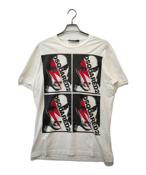 DSQUARED2（ディースクエアード）DSQUARED2 (ディースクエアード) グラフィックロゴTシャツ ホワイト サイズ:Ｌの古着・服飾アイテム