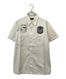 BUZZ RICKSON'S（バズリクソンズ）の古着「SHERRINGBONE TWILL STRIPES/S SQUADRON REUNION SHIRT」｜ホワイト