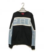 SUPREMEシュプリーム）の古着「Paneled Crewneck Sweat」｜ブラック×ブルー