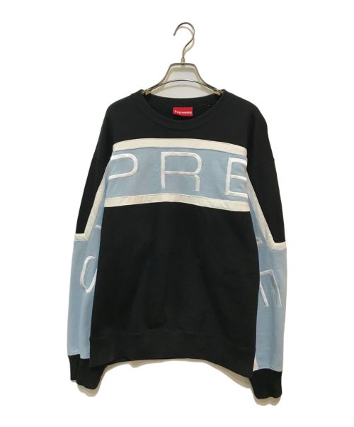 SUPREME（シュプリーム）SUPREME (シュプリーム) Paneled Crewneck Sweat ブラック×ブルー サイズ:Smallの古着・服飾アイテム