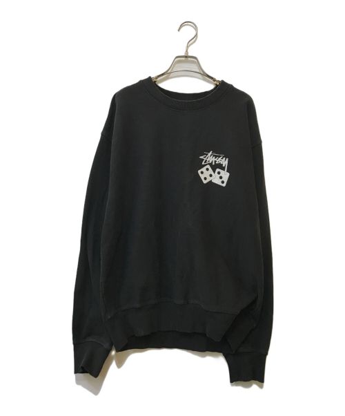 stussy（ステューシー）stussy (ステューシー) Dice Crew ロゴスウェット ブラック サイズ:Mの古着・服飾アイテム