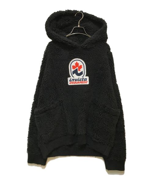 DSQUARED2（ディースクエアード）DSQUARED2 (ディースクエアード) INVICTA TEDDY HOODIE ブラック サイズ:Mの古着・服飾アイテム