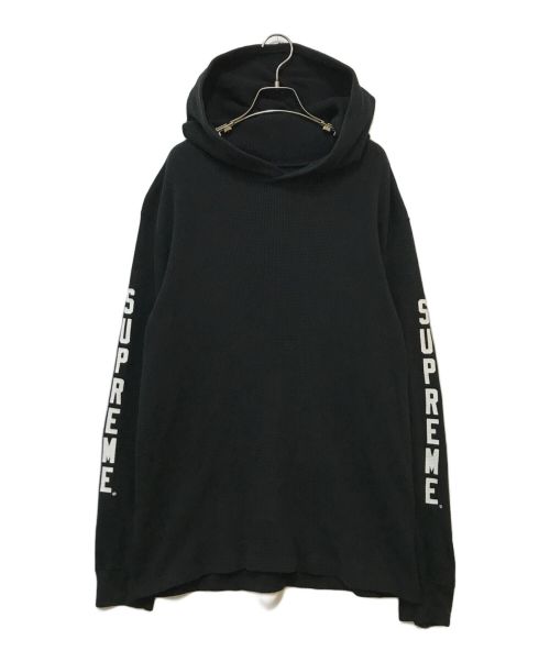 SUPREME（シュプリーム）Supreme (シュプリーム) Hooded Waffle Thermal ブラック サイズ:Lの古着・服飾アイテム