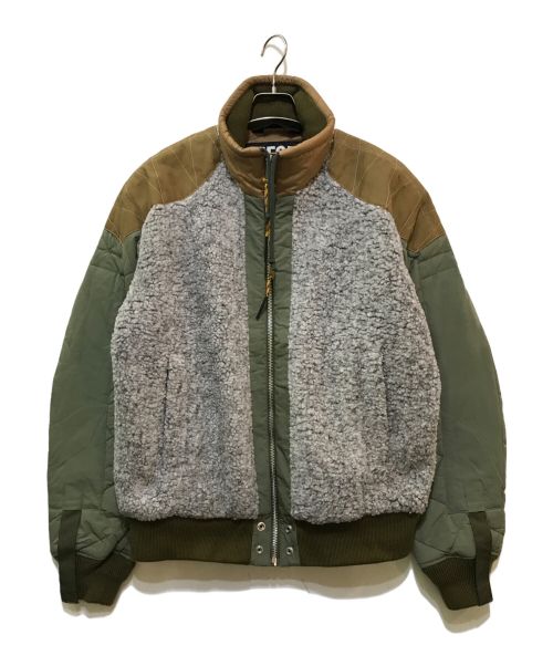 DIESEL（ディーゼル）DIESEL (ディーゼル) ボアフリース切替再構築ジャケット グレー サイズ:XLの古着・服飾アイテム