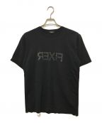 FIXERフィクサー）の古着「Reverse Print Crew Neck T-shirt」｜ブラック